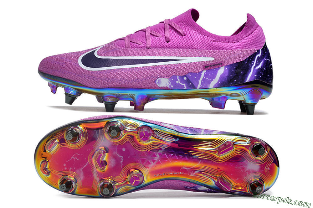 Nike Phantom GX Elite SG Low-Tops Football Boots - Purple/White/Gold 0