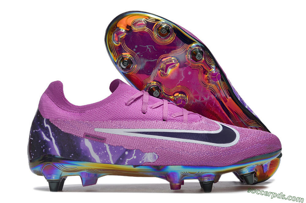 Nike Phantom GX Elite SG Low-Tops Football Boots - Purple/White/Gold 1
