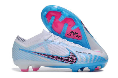 Nike Air Zoom Mercurial Vapor 15 Elite FG Low-Tops Football Boots - White/Blue/Pink