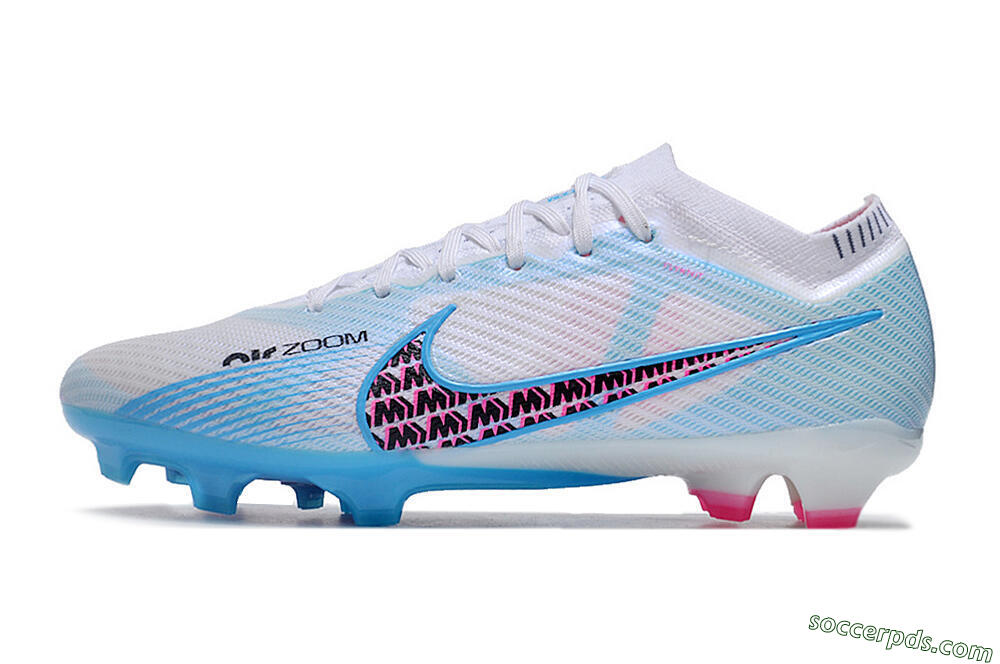 Nike Air Zoom Mercurial Vapor 15 Elite FG Low-Tops Football Boots - White/Blue/Pink 2