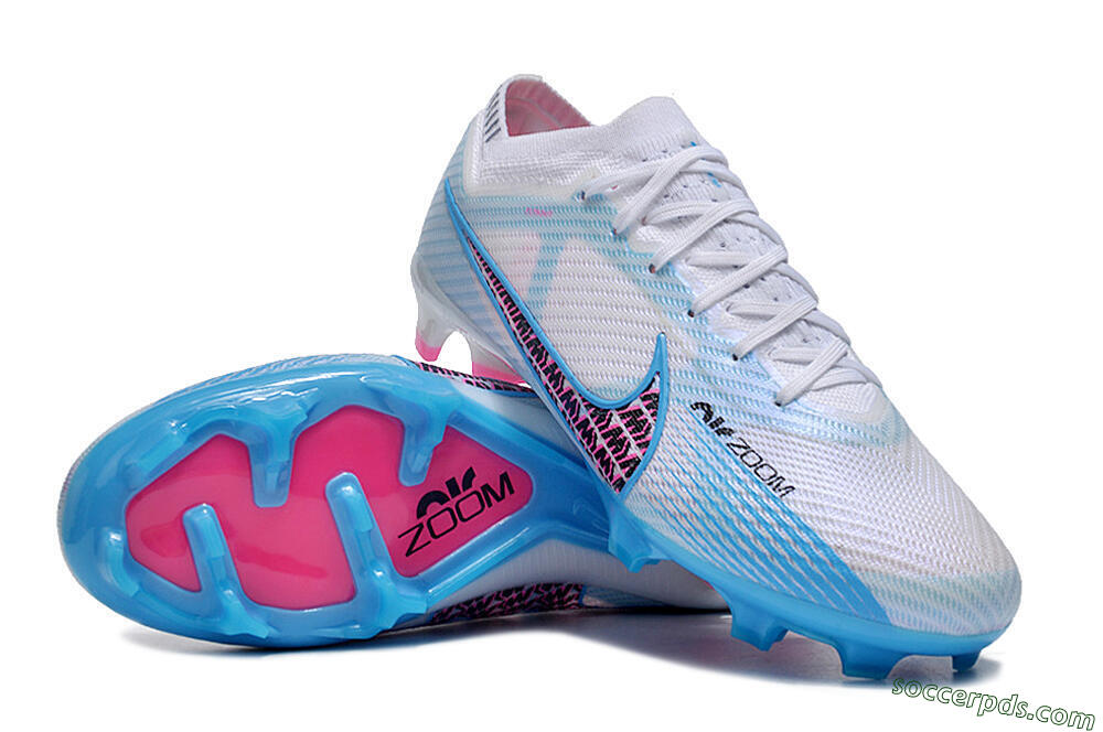 Nike Air Zoom Mercurial Vapor 15 Elite FG Low-Tops Football Boots - White/Blue/Pink 3