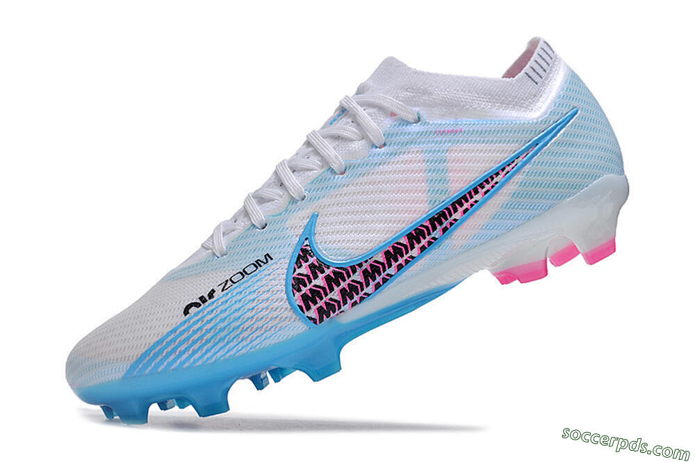 Nike Air Zoom Mercurial Vapor 15 Elite FG Low-Tops Football Boots - White/Blue/Pink 5