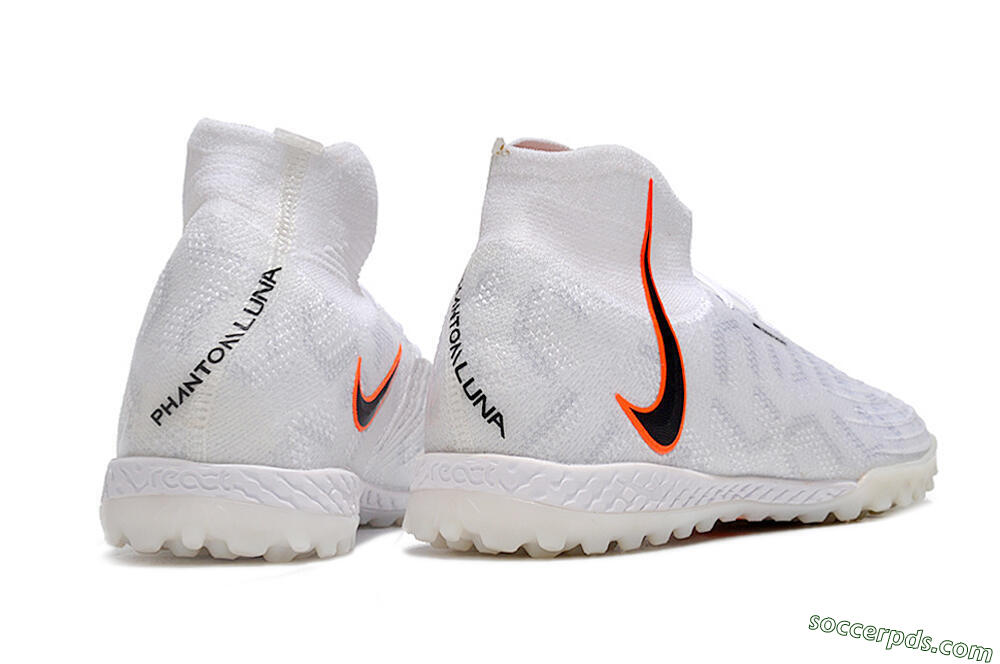 Nike Phantom Luna Elite NU TF High-Tops Football Shoes - White/Grey/Orange/Black 9
