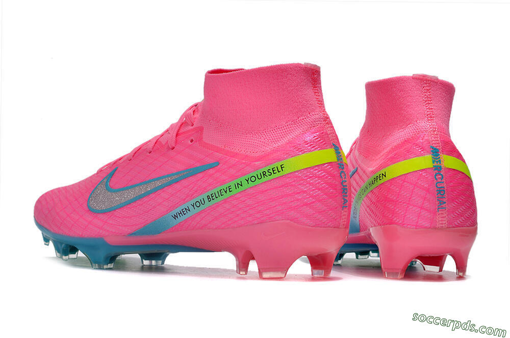 Nike Air Zoom Mercurial Superfly 9 Elite FG High-Tops Football Boots - Pink/Silver/Blue/Yellow 4