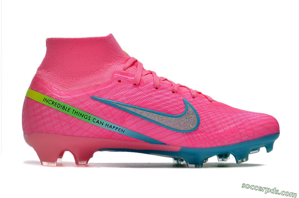 Nike Air Zoom Mercurial Superfly 9 Elite FG High-Tops Football Boots - Pink/Silver/Blue/Yellow 5