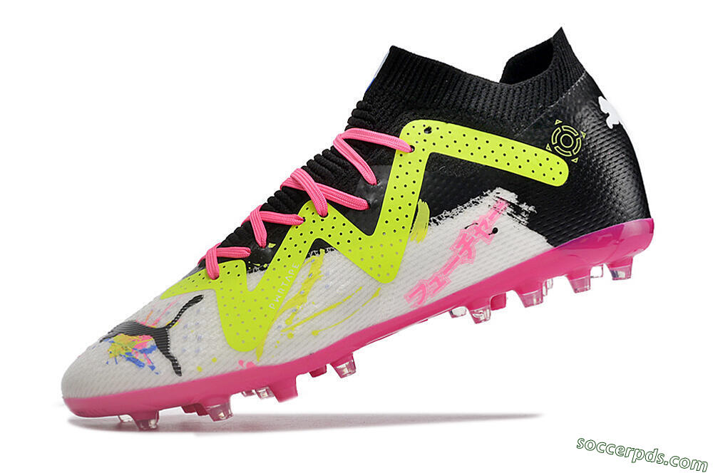 Puma Future Ultimate MG Low-Tops Football Boots - White/Black/Yellow/Pink 5