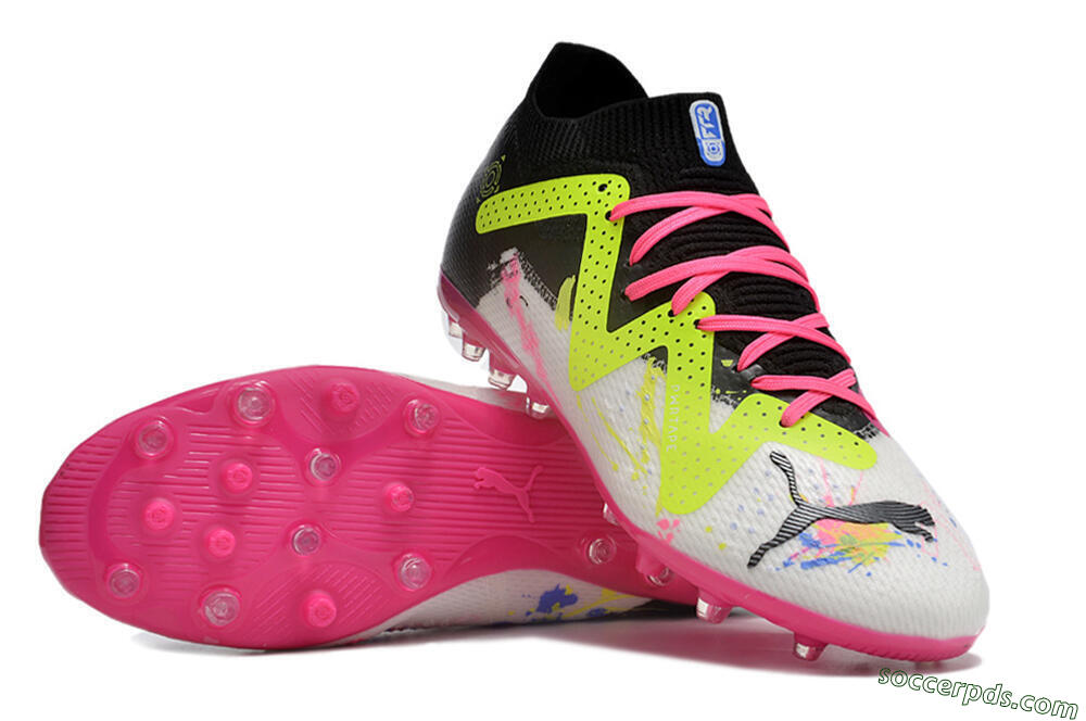 Puma Future Ultimate MG Low-Tops Football Boots - White/Black/Yellow/Pink 3