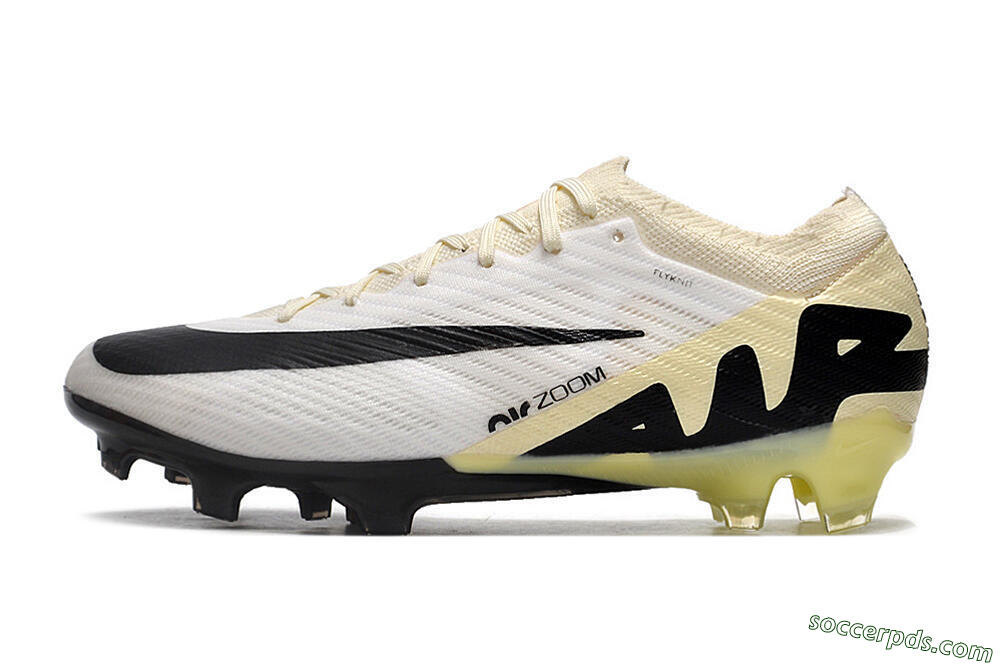 Nike Air Zoom Mercurial Vapor 15 Elite FG Low-Tops Football Boots - White/Beige/Black 2
