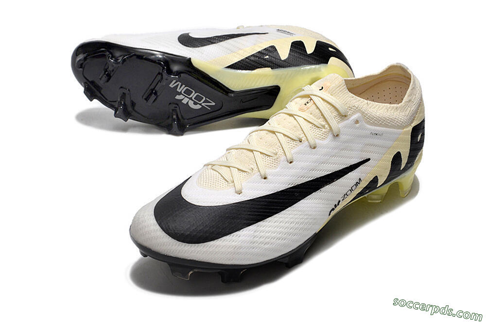 Nike Air Zoom Mercurial Vapor 15 Elite FG Low-Tops Football Boots - White/Beige/Black 3