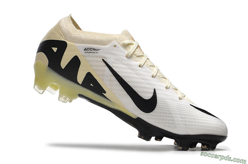 Nike Air Zoom Mercurial Vapor 15 Elite FG Low-Tops Football Boots - White/Beige/Black 4