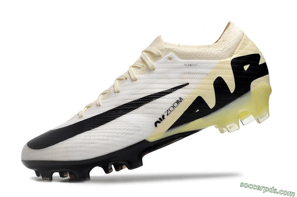 Nike Air Zoom Mercurial Vapor 15 Elite FG Low-Tops Football Boots - White/Beige/Black 5