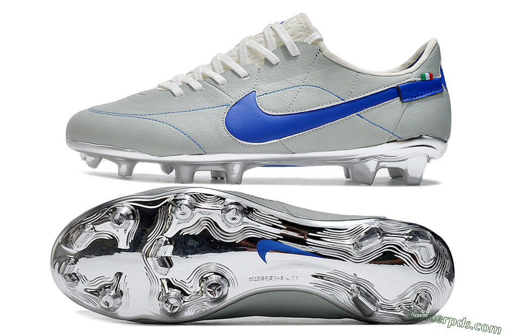 Nike Tiempo Legend 9 Elite FG Low-Tops Football Boots - Grey/Blue/Silver 0