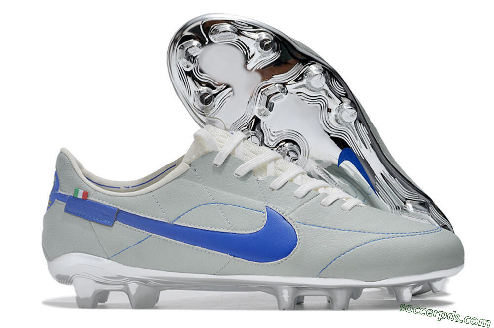 Nike Tiempo Legend 9 Elite FG Low-Tops Football Boots - Grey/Blue/Silver 1