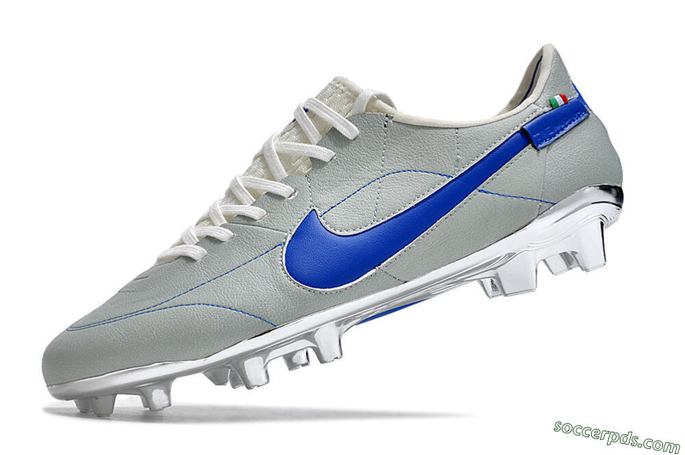 Nike Tiempo Legend 9 Elite FG Low-Tops Football Boots - Grey/Blue/Silver 5