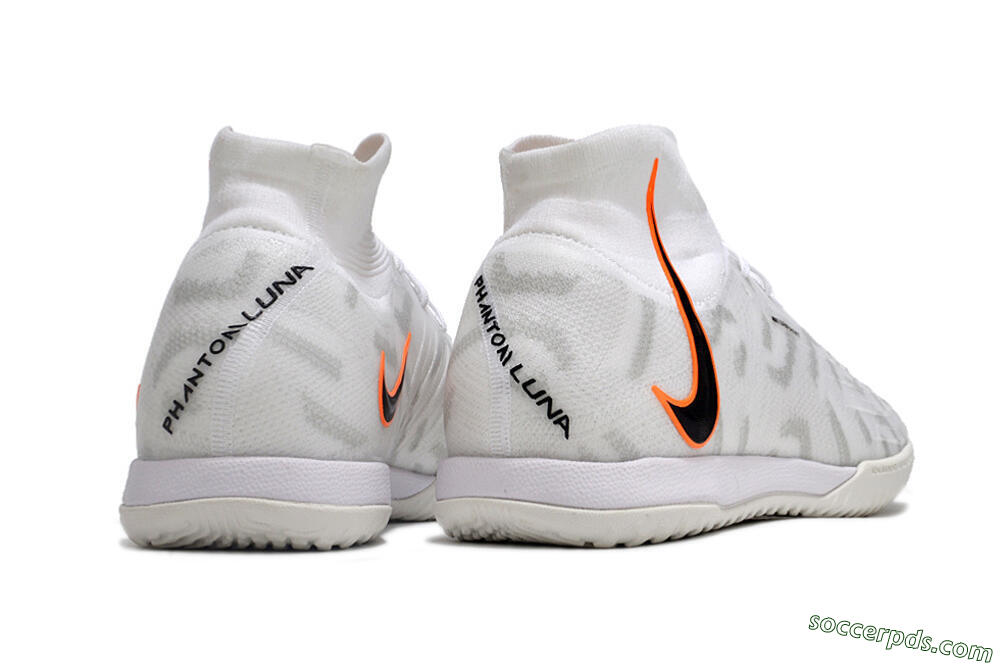Nike Phantom Luna Elite NU IC High-Tops Football Shoes - White/Grey/Black/Orange 6