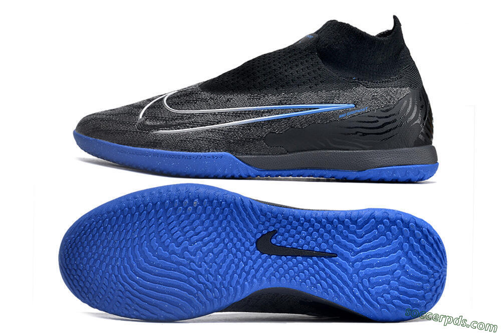 Nike Phantom GX Elite DF Link IC High-Tops Football Shoes - Grey/Black/Blue 0