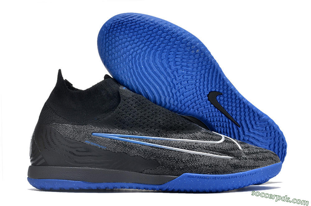 Nike Phantom GX Elite DF Link IC High-Tops Football Shoes - Grey/Black/Blue 1