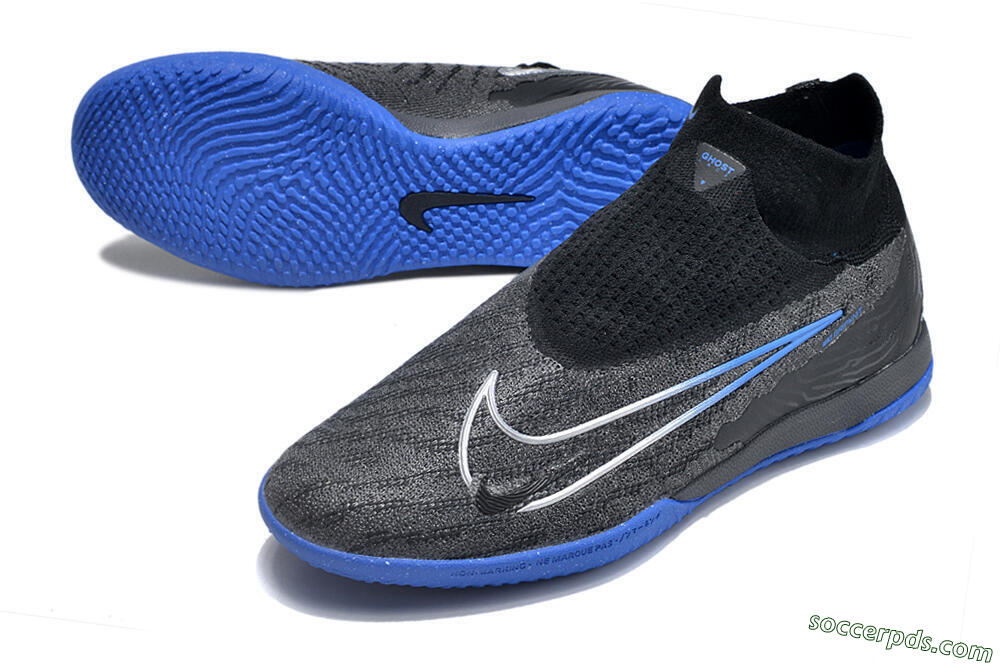 Nike Phantom GX Elite DF Link IC High-Tops Football Shoes - Grey/Black/Blue 3