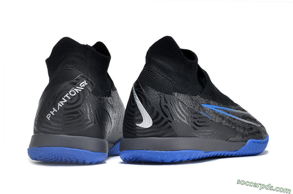 Nike Phantom GX Elite DF Link IC High-Tops Football Shoes - Grey/Black/Blue 6