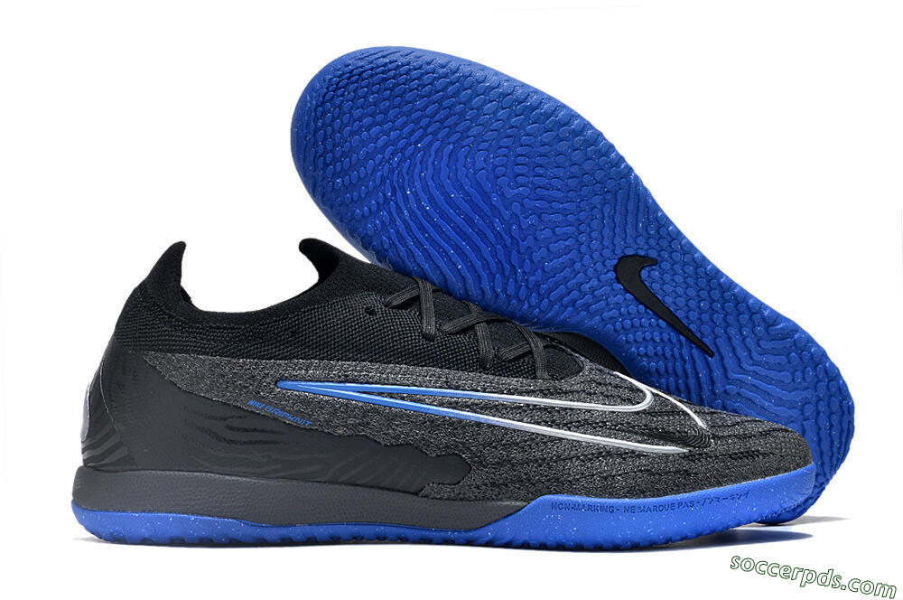 Nike Phantom GX Elite IC Low-Tops Football Shoes - Grey/Black/Blue 1