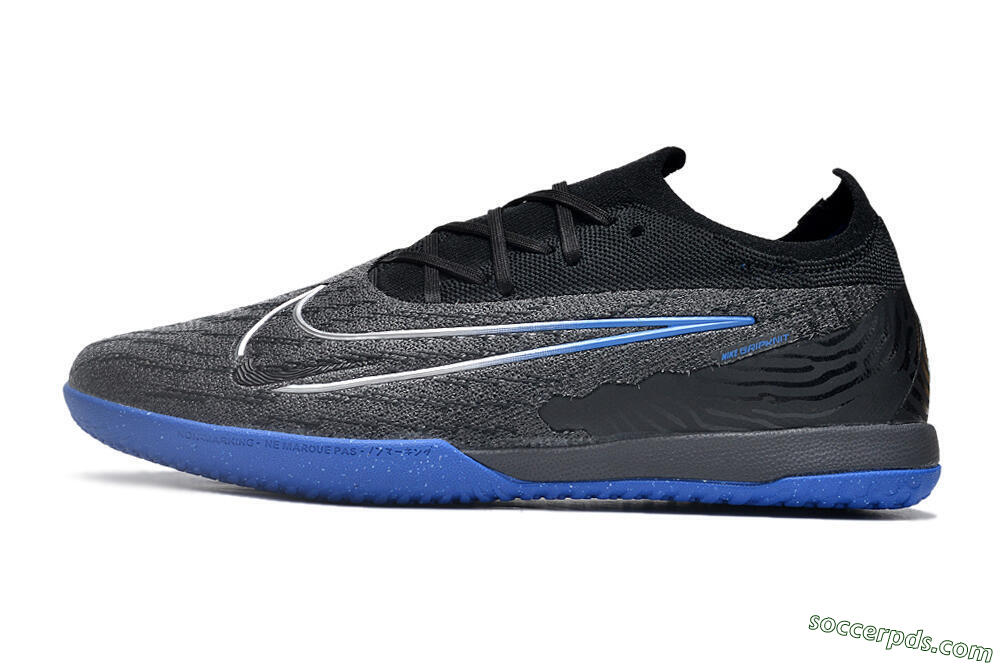Nike Phantom GX Elite IC Low-Tops Football Shoes - Grey/Black/Blue 2