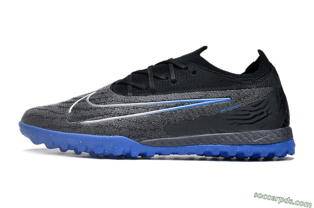 Nike Phantom GX Elite TF Low-Tops Football Shoes - Grey/Black/Blue 2