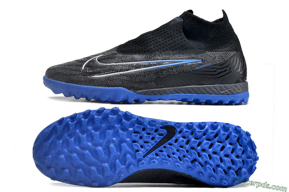 Nike Phantom GX Elite DF Link TF High-Tops Football Shoes - Grey/Black/Blue 0