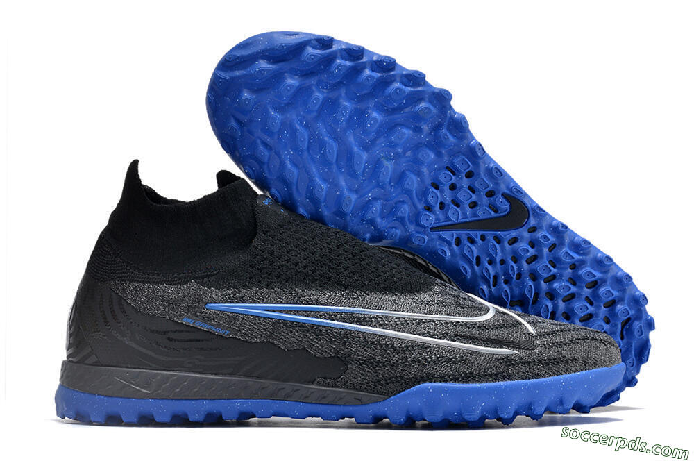 Nike Phantom GX Elite DF Link TF High-Tops Football Shoes - Grey/Black/Blue 1