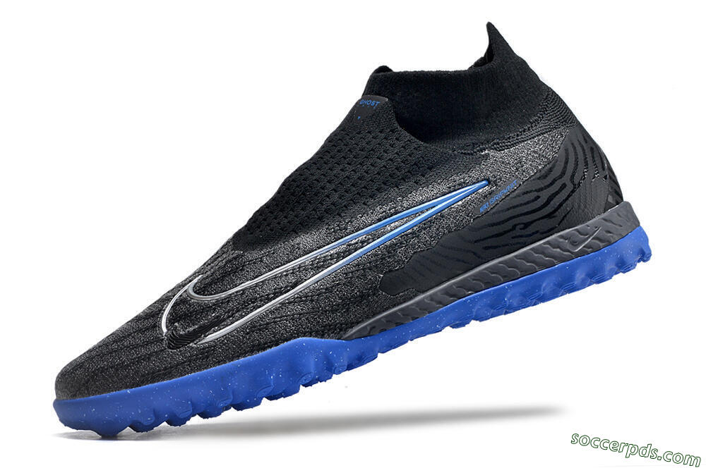 Nike Phantom GX Elite DF Link TF High-Tops Football Shoes - Grey/Black/Blue 5