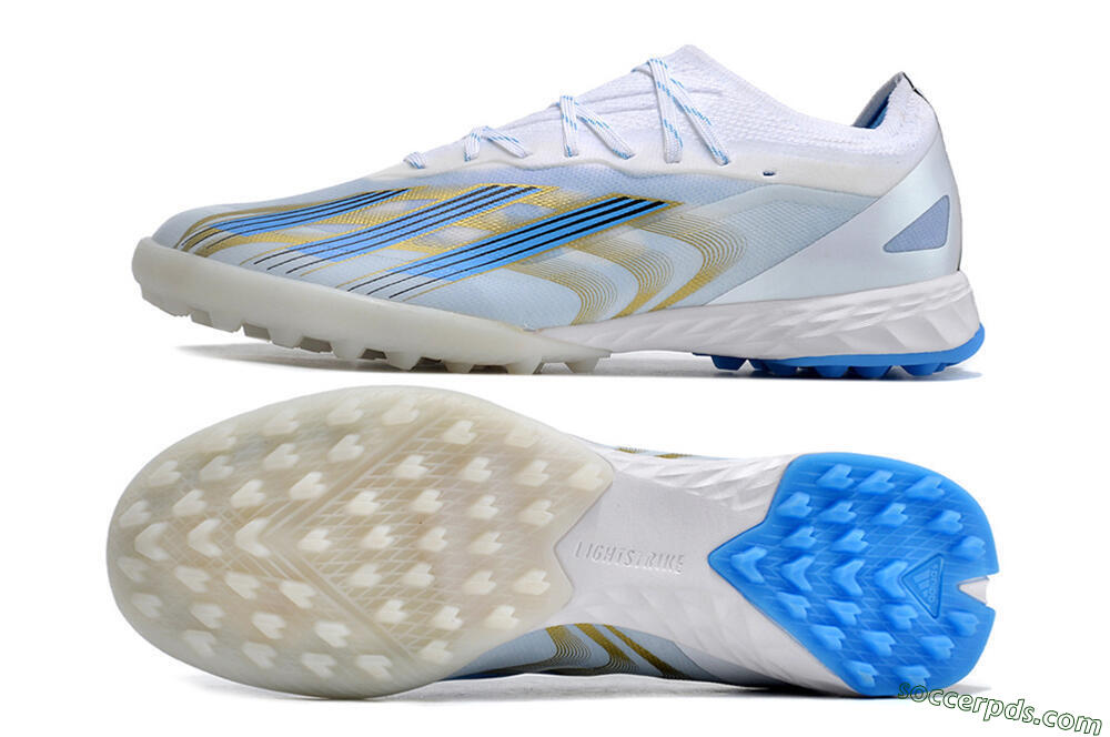 Adidas X Crazyfast.1 TF Low-Tops Football Shoes - White/Blue/Gold 0