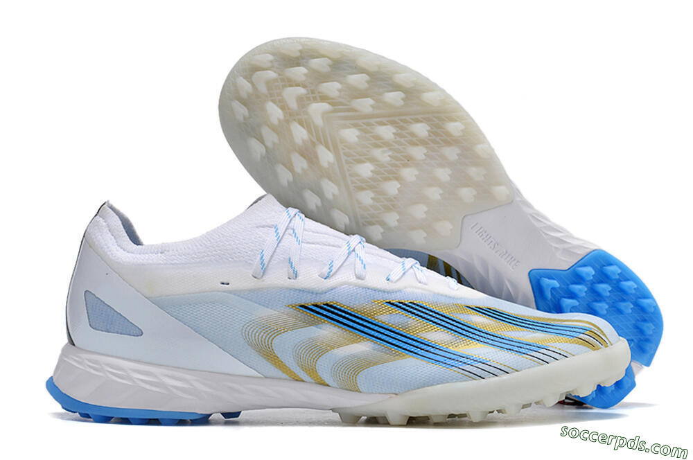 Adidas X Crazyfast.1 TF Low-Tops Football Shoes - White/Blue/Gold 1