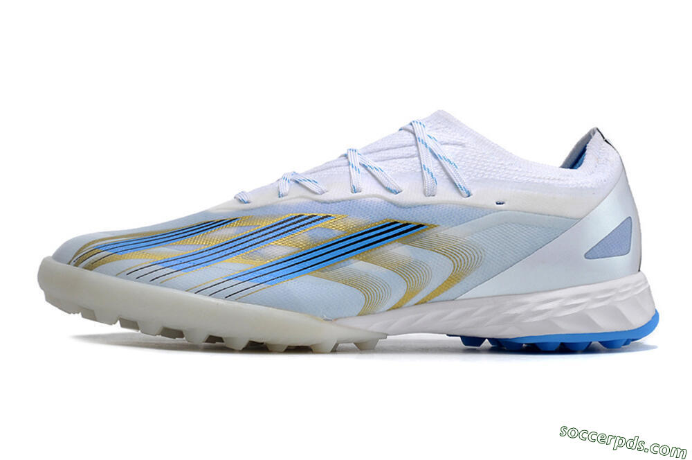Adidas X Crazyfast.1 TF Low-Tops Football Shoes - White/Blue/Gold 2
