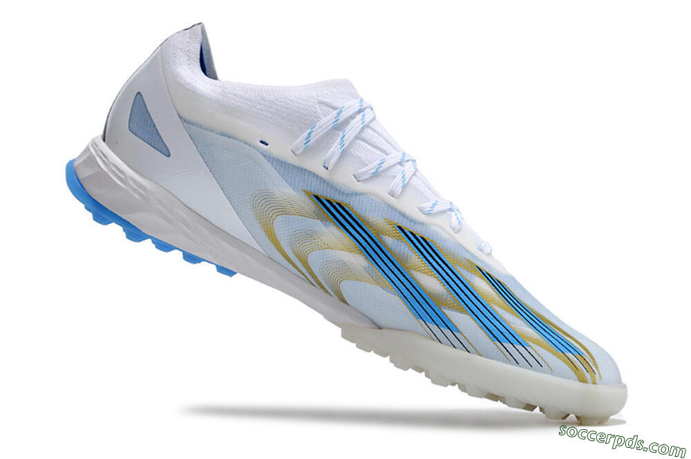 Adidas X Crazyfast.1 TF Low-Tops Football Shoes - White/Blue/Gold 4