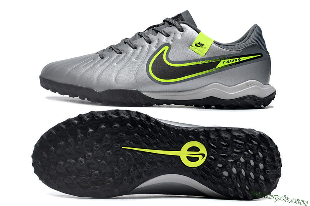 Nike Tiempo Legend 10 Academy TF Low-Tops Football Shoes - Silver/Grey/Yellow 0