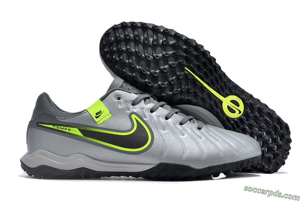 Nike Tiempo Legend 10 Academy TF Low-Tops Football Shoes - Silver/Grey/Yellow 1
