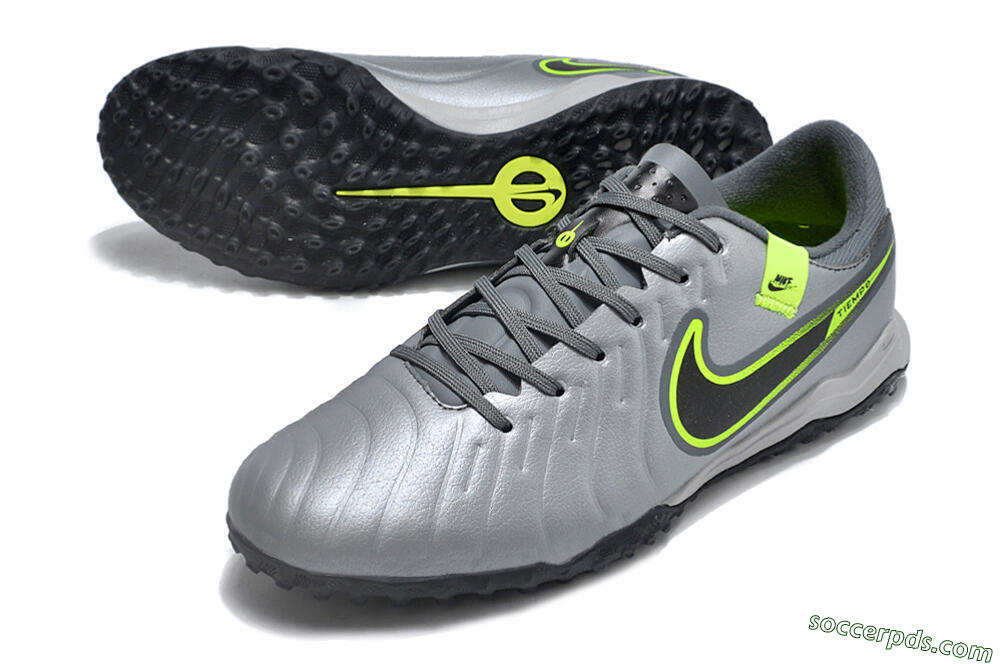 Nike Tiempo Legend 10 Academy TF Low-Tops Football Shoes - Silver/Grey/Yellow 3