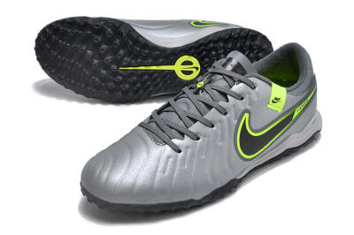 Nike Tiempo Legend 10 Academy TF Low-Tops Football Shoes - Silver/Grey/Yellow