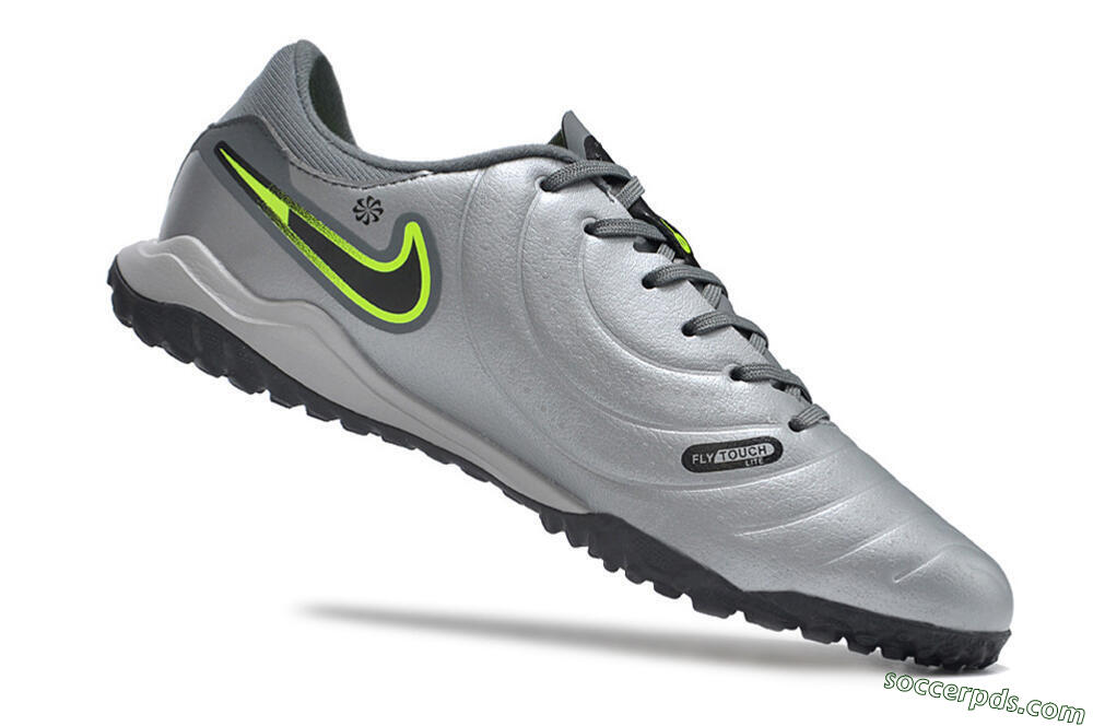 Nike Tiempo Legend 10 Academy TF Low-Tops Football Shoes - Silver/Grey/Yellow 4