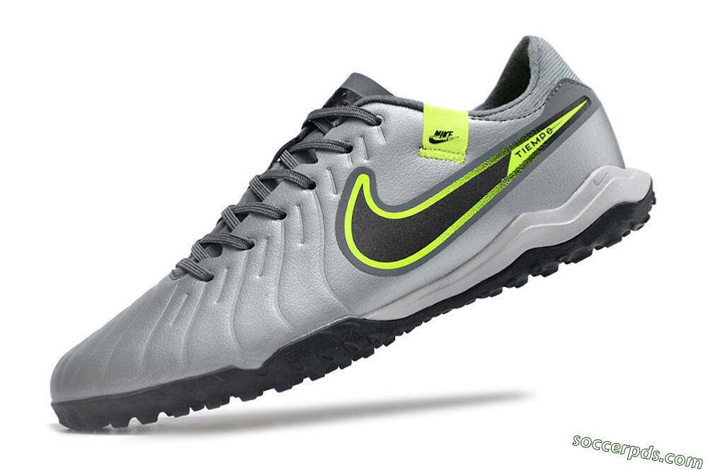 Nike Tiempo Legend 10 Academy TF Low-Tops Football Shoes - Silver/Grey/Yellow 5