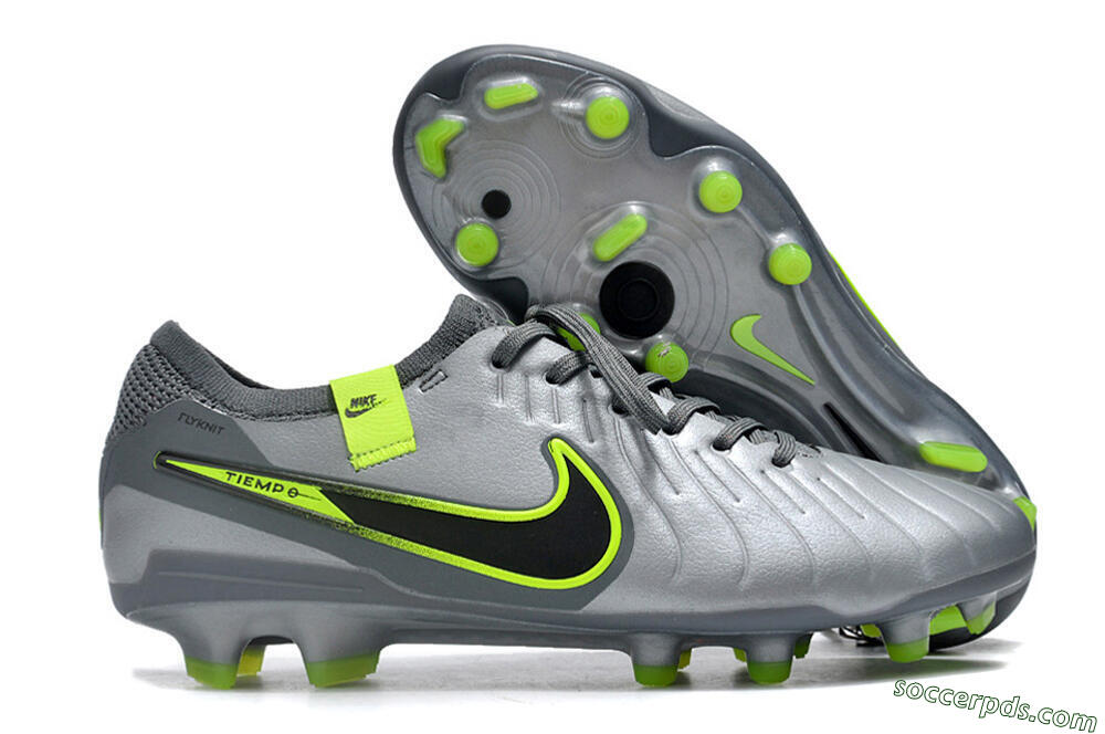 Nike Tiempo Legend 10 Elite FG Low-Tops Football Boots - Silver/Grey/Yellow 1