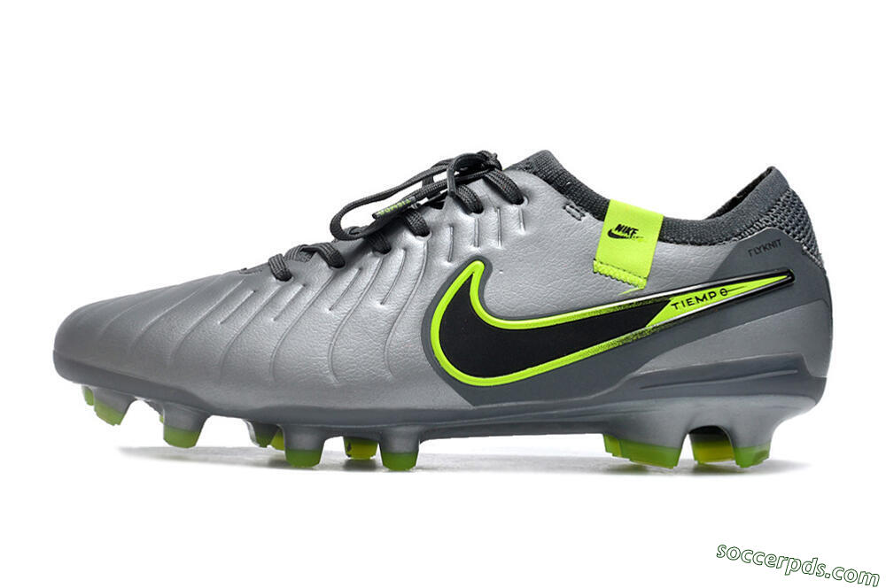 Nike Tiempo Legend 10 Elite FG Low-Tops Football Boots - Silver/Grey/Yellow 2