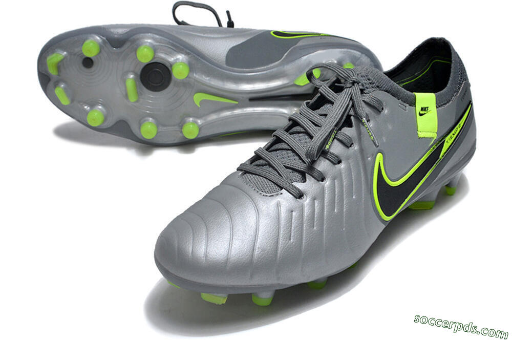 Nike Tiempo Legend 10 Elite FG Low-Tops Football Boots - Silver/Grey/Yellow 3