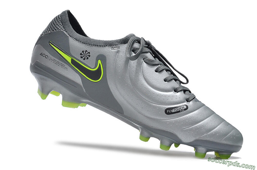 Nike Tiempo Legend 10 Elite FG Low-Tops Football Boots - Silver/Grey/Yellow 4