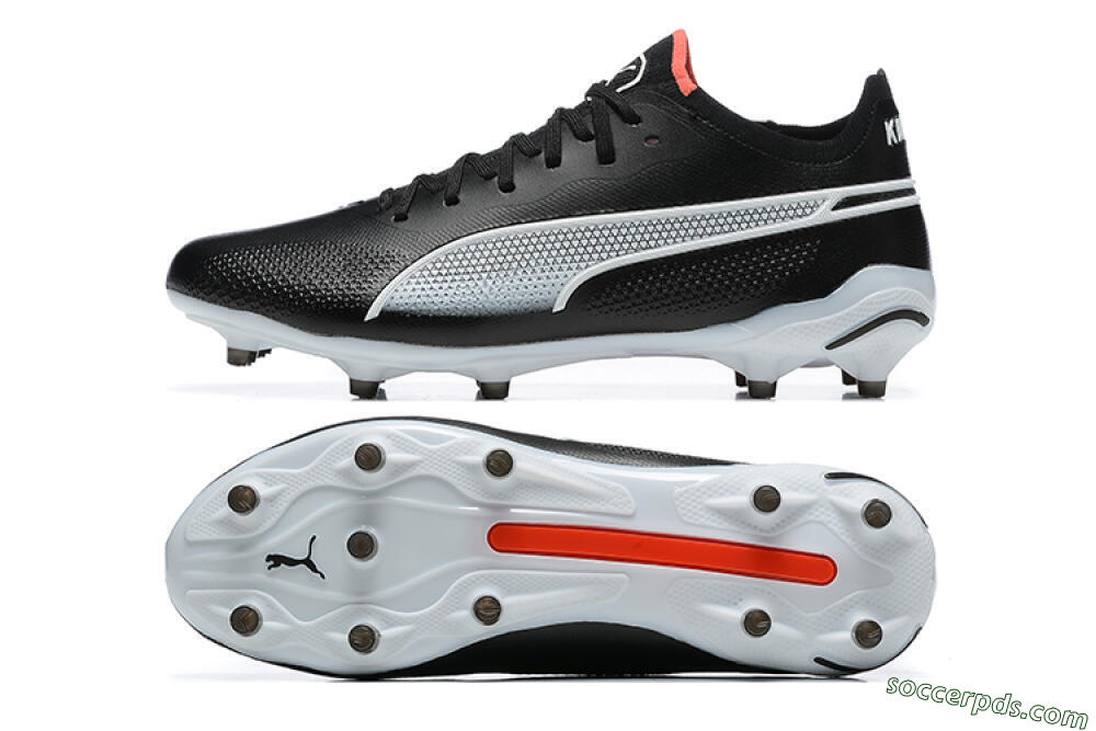 Puma King Ultimate Icon MG Low-Tops Football Boots - Black/White/Red 0
