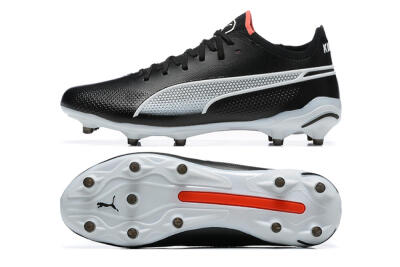 Puma King Ultimate Icon MG Low-Tops Football Boots - Black/White/Red