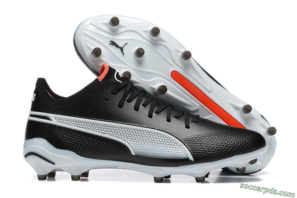 Puma King Ultimate Icon MG Low-Tops Football Boots - Black/White/Red 1