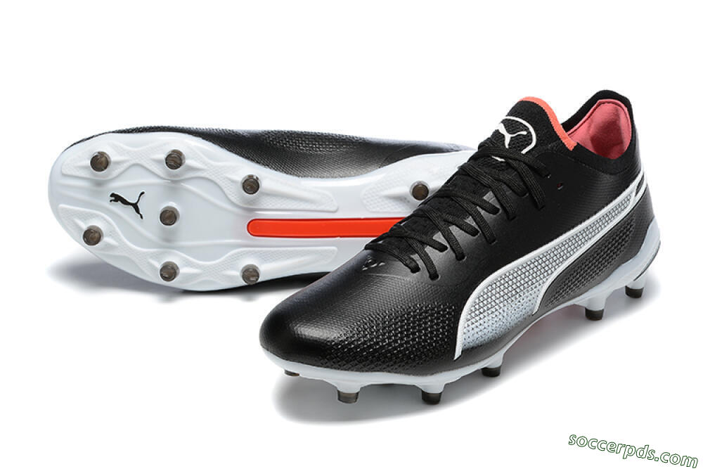 Puma King Ultimate Icon MG Low-Tops Football Boots - Black/White/Red 3