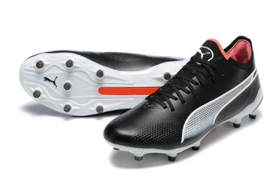 Puma King Ultimate Icon MG Low-Tops Football Boots - Black/White/Red