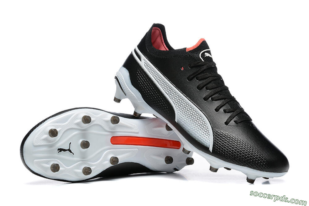 Puma King Ultimate Icon MG Low-Tops Football Boots - Black/White/Red 4