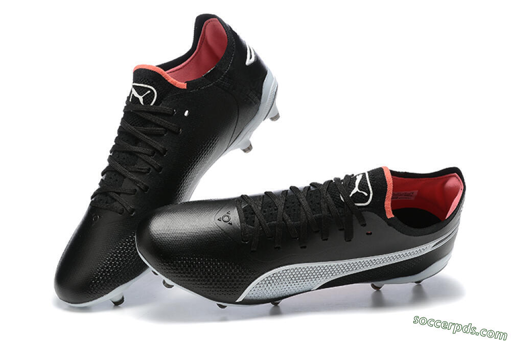 Puma King Ultimate Icon MG Low-Tops Football Boots - Black/White/Red 6